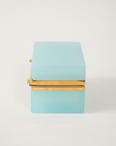 Antique French Robins Egg Blue Opaline Small Rectangular Box 1900