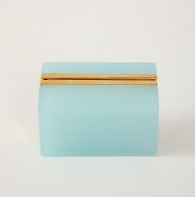 Antique French Robins Egg Blue Opaline Small Rectangular Box 1900