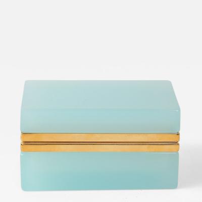 Antique French Robins Egg Blue Opaline Small Rectangular Box 1900