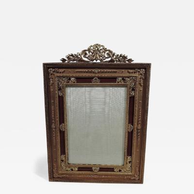 Antique French Rococo Gilt Bronze and Red Enamel Picture Frame