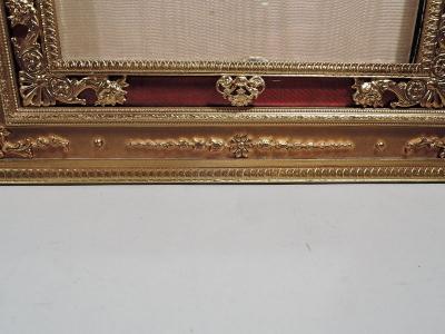 Antique French Rococo Gilt Bronze and Red Enamel Picture Frame