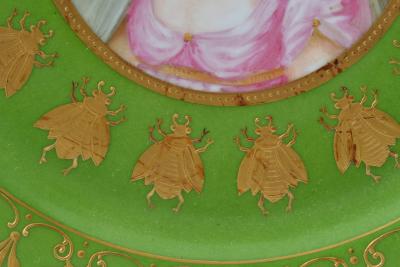 Antique French Sevres Hand Painted Gilt Porcelain Portrait Plate