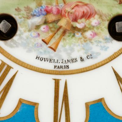 Antique French Sevres style porcelain and gilt bronze mantel clock
