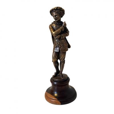 Antique French Silver Bronze Sculpture of a Dandy