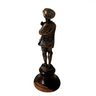 Antique French Silver Bronze Sculpture of a Dandy