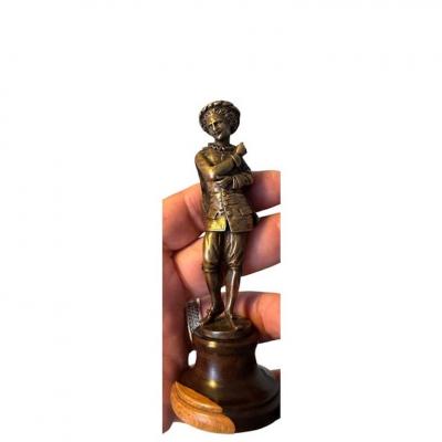Antique French Silver Bronze Sculpture of a Dandy