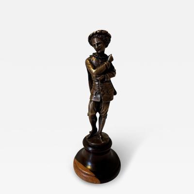 Antique French Silver Bronze Sculpture of a Dandy