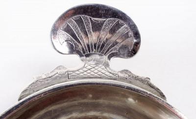 Antique French Silver Wine Taster with Scallop Shell Handle 18th C
