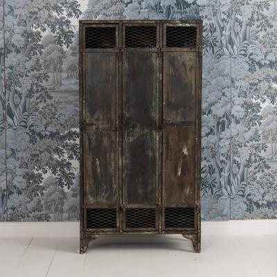 Antique French Slate Mine Metal Lockers circa 1900