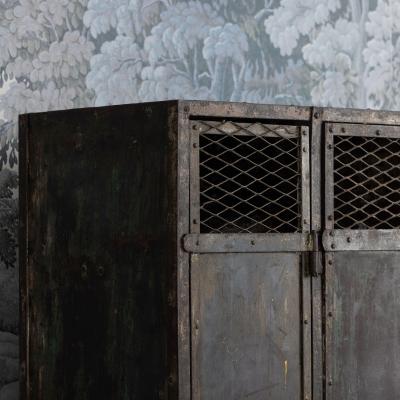 Antique French Slate Mine Metal Lockers circa 1900