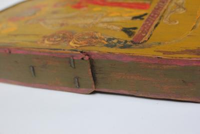 Antique French Storage Box with Hand Painted Clown Motif