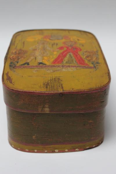 Antique French Storage Box with Hand Painted Clown Motif