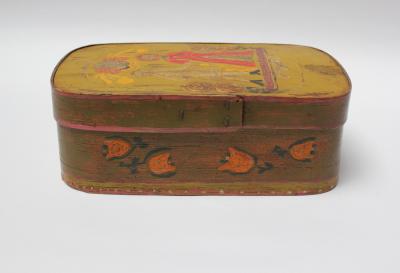 Antique French Storage Box with Hand Painted Clown Motif