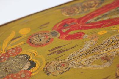 Antique French Storage Box with Hand Painted Clown Motif