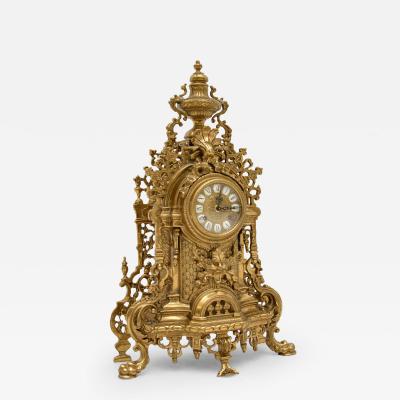 Antique French Style Solid Brass Mantle Clock