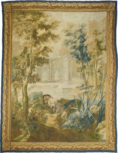 Antique French Tapestry 7 11 x 10 4 