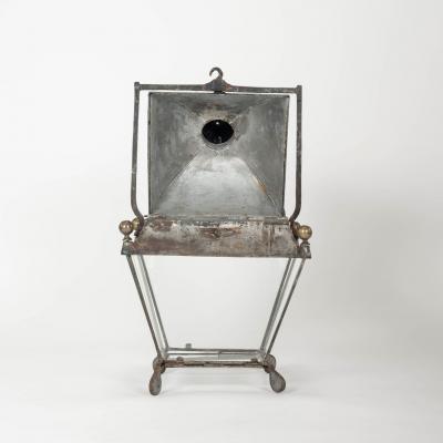 Antique French Tole Glass Paneled Barn Lantern