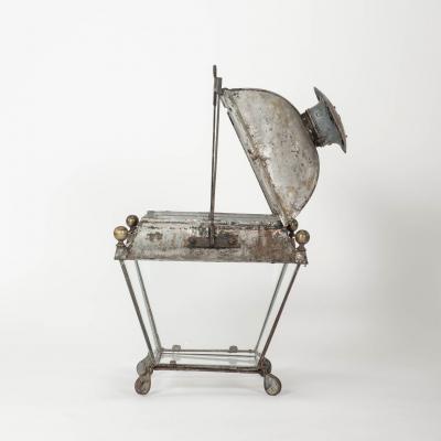 Antique French Tole Glass Paneled Barn Lantern