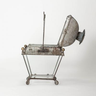 Antique French Tole Glass Paneled Barn Lantern