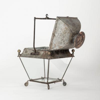 Antique French Tole Glass Paneled Barn Lantern