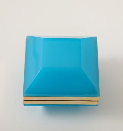 Antique French Turquoise Opaline Hexagonal Box