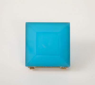 Antique French Turquoise Opaline Hexagonal Box