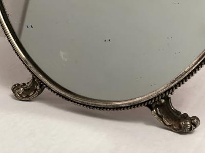 Antique French Vintage Silver Plate Table Vanity Mirror