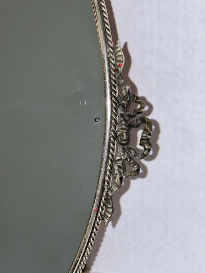 Antique French Vintage Silver Plate Table Vanity Mirror