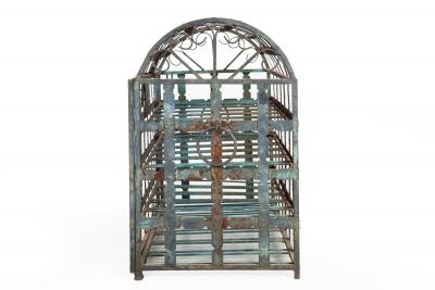 Antique French Wrought Iron Chest Wine Storage Rack for 28 Bottles