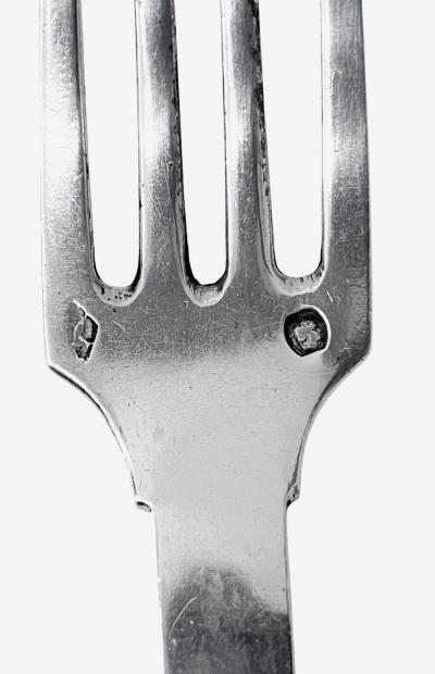 Antique French antique silver mop travel folding fork and spoon original box