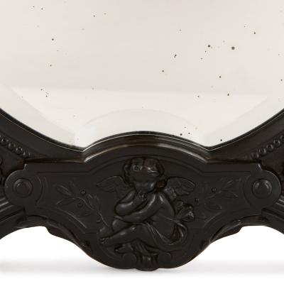 Antique French ebony dressing table mirror