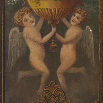 Antique French folding screen painted in the Romantic style