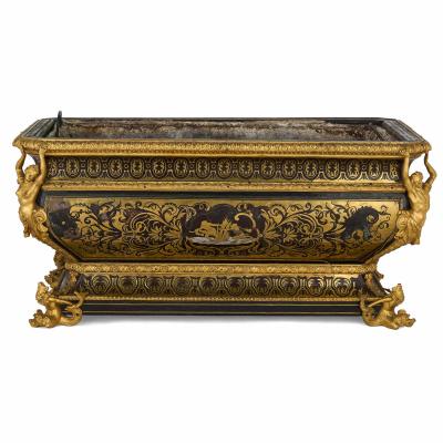 Antique French gilt bronze and Boulle marquetry jardini re