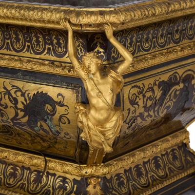 Antique French gilt bronze and Boulle marquetry jardini re
