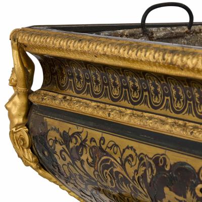 Antique French gilt bronze and Boulle marquetry jardini re