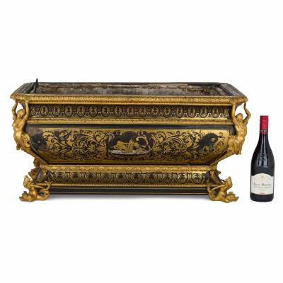 Antique French gilt bronze and Boulle marquetry jardini re