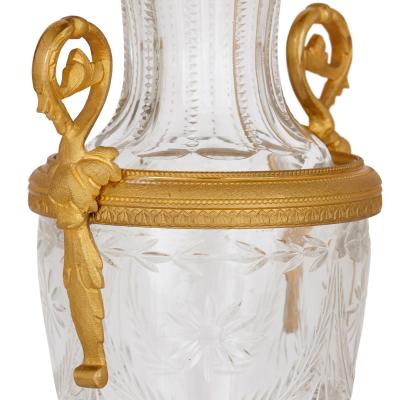 Antique French gilt bronze and cut glass clock set