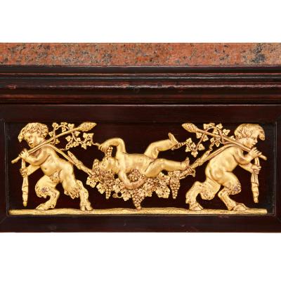 Antique French gilt bronze mounted mahogany side table