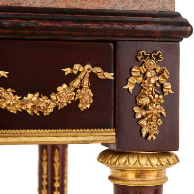 Antique French gilt bronze mounted mahogany side table