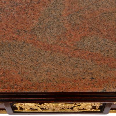 Antique French gilt bronze mounted mahogany side table