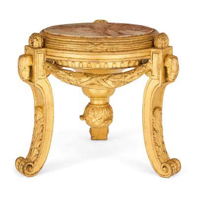 Antique French giltwood and marble stand