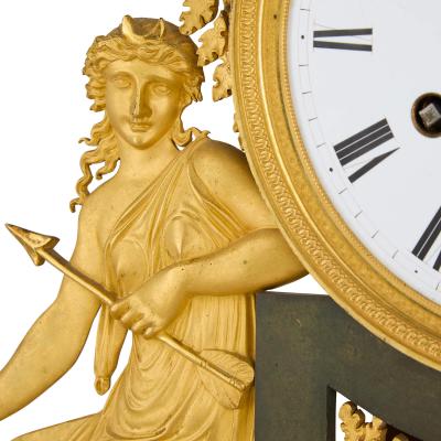 Antique French late 18th century gilt and patinated bronze mantel clock