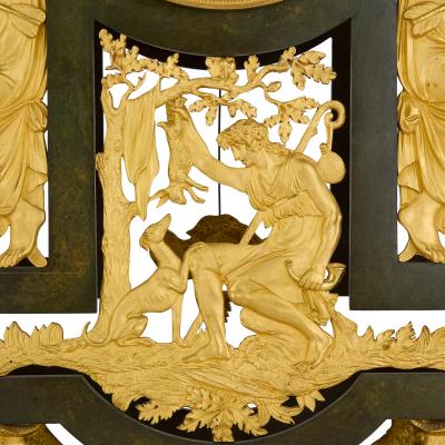 Antique French late 18th century gilt and patinated bronze mantel clock