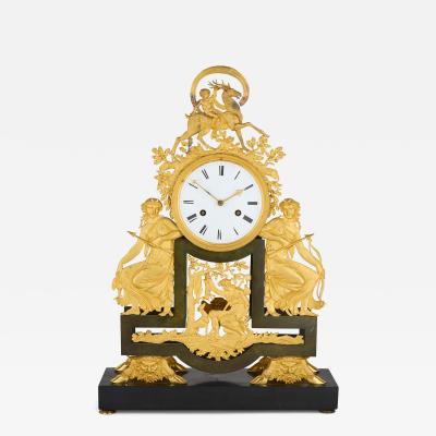 Antique French late 18th century gilt and patinated bronze mantel clock