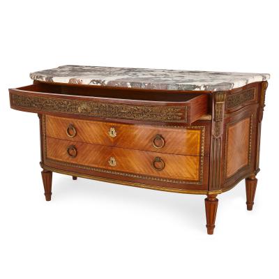 Antique French marble topped Louis XVI style commode
