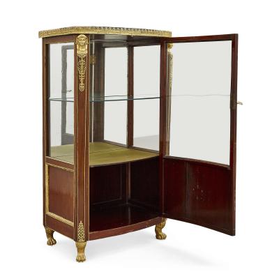 Antique French marble topped vitrine in the Empire style