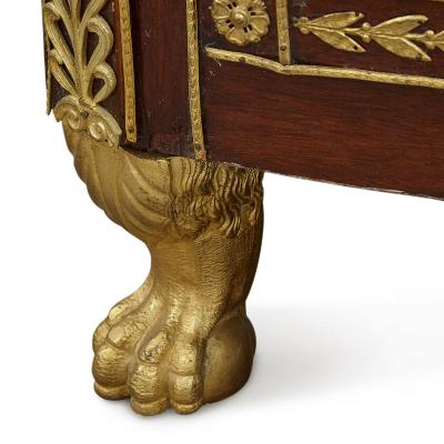 Antique French marble topped vitrine in the Empire style