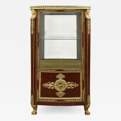 Antique French marble topped vitrine in the Empire style