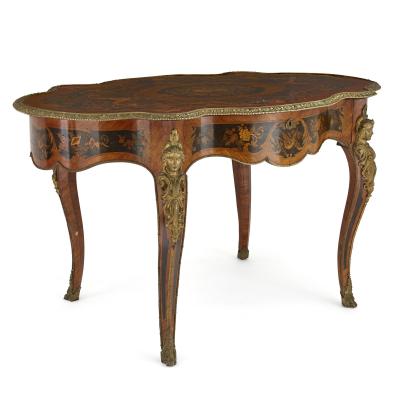 Antique French marquetry and gilt bronze centre table