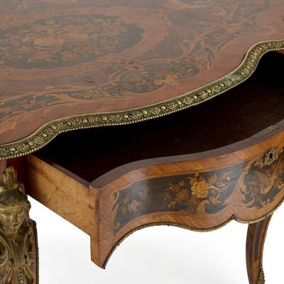 Antique French marquetry and gilt bronze centre table